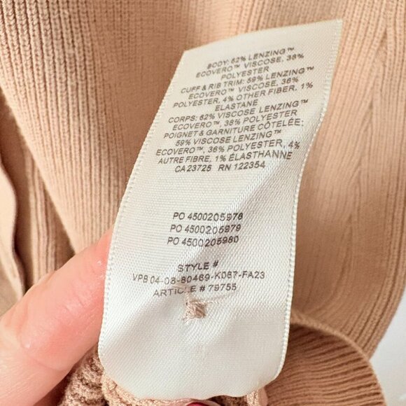 Aritzia Wilfred Cove Long Sleeve Knit Ribbed Dress Tan Camel Size Medium - Picture 7 of 7